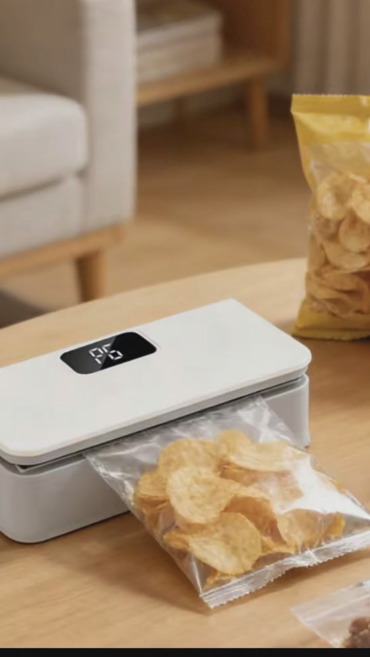 Portable Sealing Machine Rechargeable Bag Sealer Cutter for Resealing Chip Snacks Kitchen Food Camping Heat Seal Storage Packing